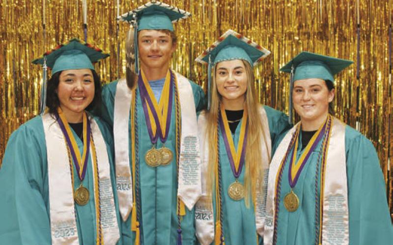 Regents Scholars from the Dupree High School Class of 2023 (L-R): Lany LaPlante, Treg Thorstenson, Kinzee Peterson, and Emily Olsen.