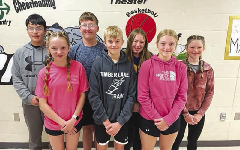 FRONT: SIXTH GRADEWINNERS OF ALA POEM CONTEST (L-R); Ella Handeland (1st place in local and district), Owen Schweitzer (1st place in local and second place in district), Madalyn Hermes (2nd place in local. NOT PICTURED; Brayzin PayPay (second place in local contest). BACK: SEVENTH GRADE WINNERS OF LOCAL ALA ESSAY CONTEST (L-R): Chance Simpson (1st place), Evan Schweitzer (1st place), Kamee Mareska (2nd place), Korbi Heck (2nd place).