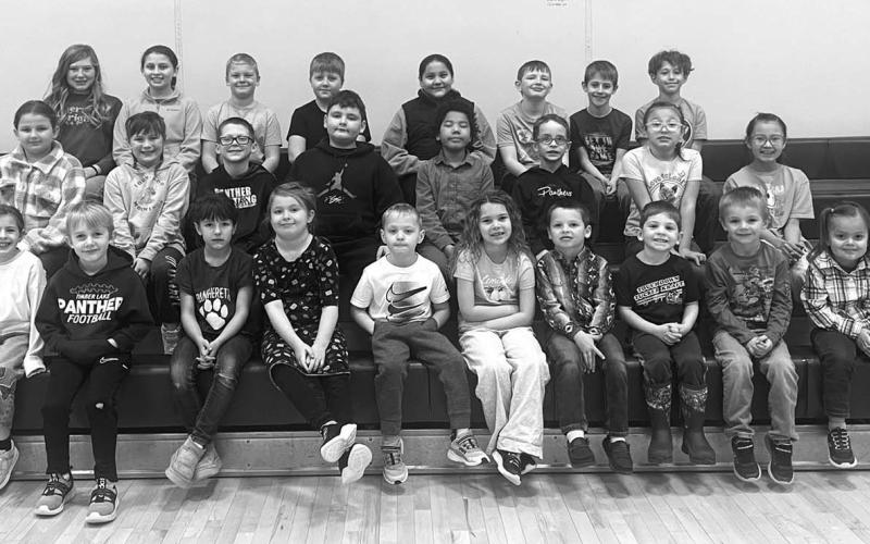 FRONT ROW (L-R): Rowan Maher, Drake Keller, Lochlyn Goldade, Wren Jones, Rhett Aberle, Harper O’Leary, Jaxtyn Gray, Tate Maher, Douglas Kraft, Hazel Spiel; 2ND ROW: Mine’ Baker, Clara Nilson, Lincoln Aberle, Westyn Pesicka, Eleazar Richert, Cooper Gray, Harleigh Hayes, Blakely Brown Otter; 3RD ROW: Elyse Parker, Tegan Baker, Elijah Zeug, Austin Lindskov, Aliviah Schambriel, Liam Handeland, Crawford Maher, Gunner Wright; PICTURED AT RIGHT: Tempest Smolik, Isabella Yuker, Rylie Schumacher