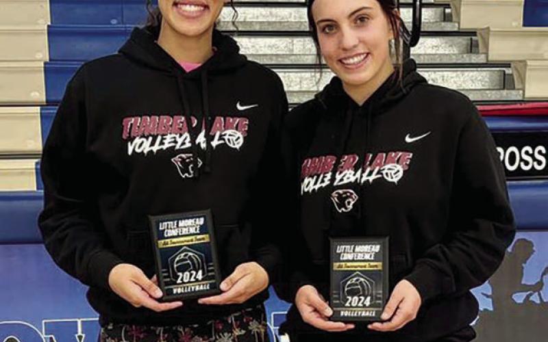 Jasmine Nash and McKenzi Vomacka were selected to the All Little Moreau Conference Volleyball Tournament Team on Saturday, Sept. 28, at Lemmon. Timber Lake finished fourth in the tournament.