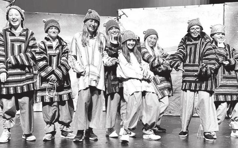 RIGHT: THE GRASSLANDS L-R: Landen Bieber, Taggen Paxton, Kammee Mareska, Korbi Heck, Ruby Maher, Talley Locken, Azlyn Swan, River Boysen. ASSISTANT DIRECTORS (NOT PICTURED): Taianna High Elk Gavin White Charlie Hornick Isaac Assman McKayla Fool Bear