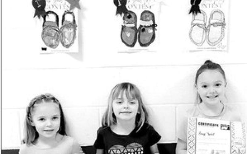 Winners of the elementary division of the Rock Your Mocs coloring contest at Timber Lake School were (l-r) Charly Long, Harper Biegler, and Zoey Spiel.