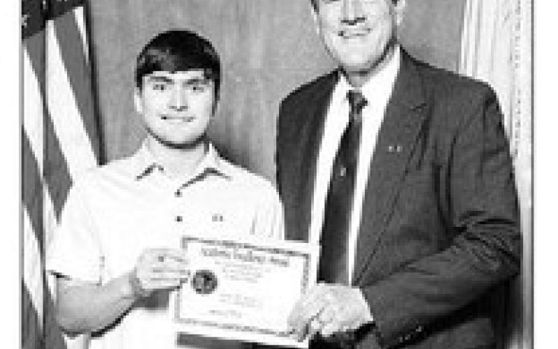 J.W. Pederson of Dupree High School and Lt. Gov. Larry Rhoden