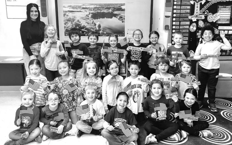 Kindergartners recite Pledge of Allegiance