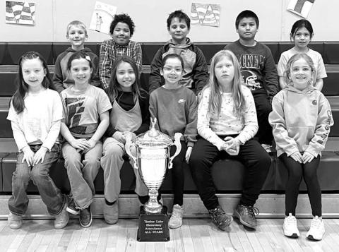 Mrs. Kraft’s 2nd grade class with 93.66% attendance. FRONT (L-R): Bexley Dupris, Kinzlee Martin, Cora Wiedmer, Millie Brown Otter, Doly Goldade, Elsie Maher; BACK (L-R): Andrew Zeug, Eleazar Reichert, DW Scholtz, Leon Shoots The Enemy, Kian Rousseau.