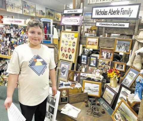 Westyn Pesicka found a picture of himself in the Ranch &amp; Rodeo exhibit.