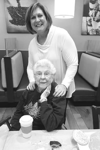 Ruth Schmidt, formerly of Isabel and Timber Lake, celebrated her 100th birthday on October 27 at her home in Sioux Falls and nearly ran out of cake! She is pictured here with her daughter, Susan Overgaard of Centerville.