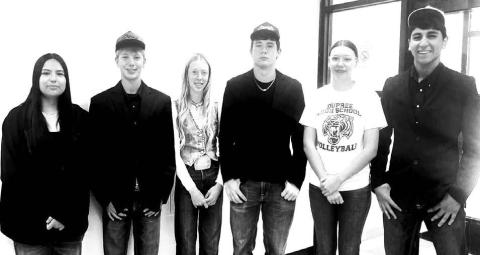 Homecoming king and queen candidates, voted on by the Dupree High School students, are (l-r): Collins Blue Coat, Hudson Terveen, Kami McLellan, Michael Donovan, Samara Ward Martel, and Gaby LaPlante.