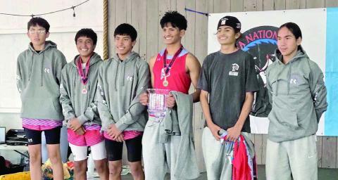 Members of Cheyenne-Eagle Butte Braves winning the Region 4A championship and qualifying for the State Class A Cross Country Meet were (l-r) Liam Norris, Demetrius Sanchez-Gonzalez, Xavier Sanchez-Gonzalez, Jayden Taken Alive, Jackson Taken Alive and Gage Bald Eagle. Also qualifying for state was Aubree Miner.