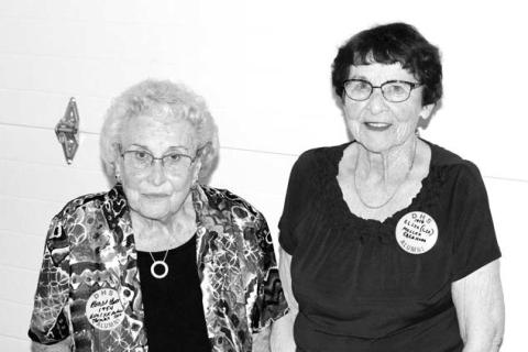 DHS Class of 1954: Celebrating the 70th year of their graduation from Dupree High School were Evelyn (Thomas) Anderson (left) and Eliza (Miller) Eberhard, who attended the reunion at Dupree’s Pioneer Days last weekend.