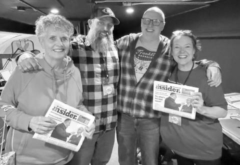 Attendees at the 2025 South Dakota NewsMedia Association Convention in Aberdeen included, from left, Kathy Nelson of the Timber Lake Topic, Jason Ferguson of Southern Hills Publishing, Scott Waltman of The Aberdeen Insider and Molly McRoberts of the Potter County News. (Courtesy of David Bordewyk/SDNA)
