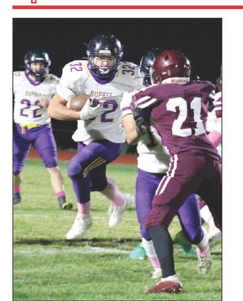 Dupree running back Braydon Terveen-Smith (32) was a bell cow for the Tigers last Friday, rushing 22 times for 233 yards and three TDs in a 56-20 win over the Timber Lake Panthers. Dupree’s running attack accounted for all 444 yards of the Tigers’ total offense. Photo by Jon Flatland