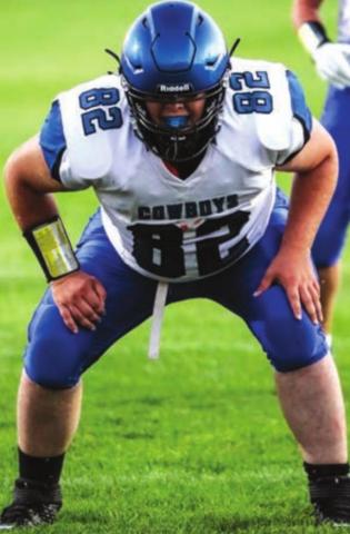 Lemmon/McIntosh senior offensive lineman Riley Lafferty and the Cowboy offense put on another display Friday in a 70-0 win over Newell. Photo by Robert Slocum