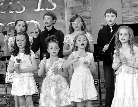 The K4J children’s choir from Holy Cross Church performed at the Spring Sing on March 29. The annual event is sponsored by the three Timber Lake churches and was hosted by New Hope Church. Pictured are (Front, l-r) Bexley Dupris, Ellie Schweitzer, Charlie Long, Elsie Maher; Back: Kiernan Biegler, Gunner Wright, Brie Parker, and Brace Beer.