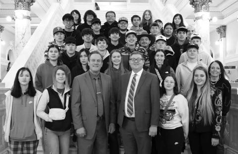The Dupree High School Senior Class and their Govt/Sr. English instructor, Mrs. Fordyce traveled to Pierre to visit the capital, meet with Gov. Larry Rhoden, Representative Jana Hunt and many other officials. During their visit the class watched the House and the Senate in action and listened to testimony on several bills, as well as key votes on bills and the 46th year of trade ceremony between the SD Wheat Council and the Taiwanese Government.