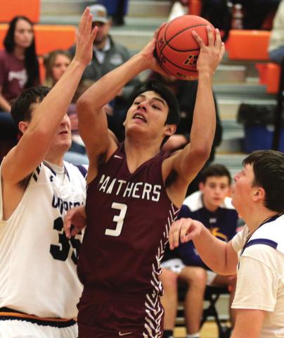 Timber Lake senior Chazz Gabe goes up for a shot during the Mobridge Rotary Classic. Photo by Jon Flatland