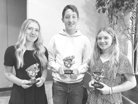 Sophomore Top Scholars Kamee Mareska, Landen Bieber, and Korbi Heck