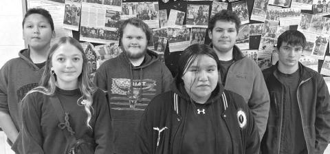 The Dupree Junior High/High School November Students of the Month were selected by the instructors at Dupree School and were presented with $25 Lakota Thrifty Mart gift cards. (Front) Kyler Hunt and Othelia Black Bear; back. l-r: Hunter Long Mandan, Kylund McGill, Wyatt Lemke, and Kopyn Tibbs.