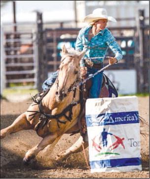 RaeLynn Vines of the Dupree High School Rodeo team works her horse around the barrels during the South Dakota High School Rodeo Association’s Northwest Region Rodeo in Buffalo last weekend. The second Northwest Region Rodeo is Friday through Sunday, June 9-11 in Dupree.