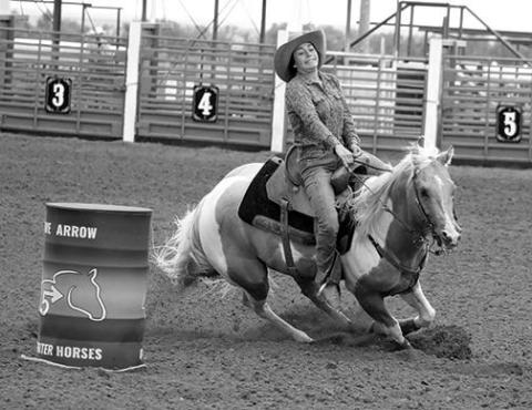 Calby Farlee of Dupree competes in barrel racing during the slack performance at the Isabel Rodeo on Sunday, Aug. 4. See more photos from Isabel’s celebration and rodeo on the Topic Facebook page. Photo by Jon Flatland