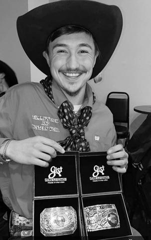 Cinch Hebb, 20, of Eagle Butte won both the 8 Second Whisky Tour Stop championship and the 2022 WSRRA World Ranch Bronc Riding Championship in Nevada over the weekend. The popular local rider is taking his talents to the PRCA to compete in saddle bronc riding in 2023. Courtesy photo