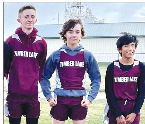 Heading to Huron ... TLHS medalists at the Region 4B Cross Country Meet last Wednesday were (L-R) junior Kody Keller and eighth graders Charlie Hornick and Xavier Sanchez. They will compete in the South Dakota HS Cross Country Meet on Saturday, Oct. 22, in Huron. Photo courtesy of Timber Lake School