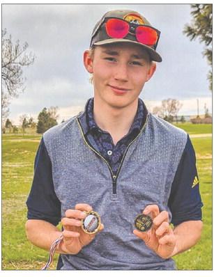 McIntosh freshman Wyatt Larson won his third consecutive Little Moreau Conference golf championship last Friday, May 5, by shooting a 2-overpar 74 at the Lemmon Country Club. He is the son of Anne and Nate Larson of Mahto. Brothers Hayden and Hadley Thompson finished fourth and fifth, respectively, in the individual competition and Timber Lake finished second overall as a team.