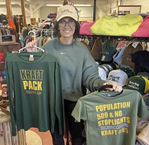 Becky Booth of Dakota Image in Timber Lake shows off a few of her hottest selling Tucker Kraft shirts.