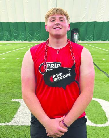 Mason Bickel, a freshman at Timber Lake High School, earned the title of MVP of the Offensive Linemen at the Prep RedZone football camp in Aberdeen on May 10.