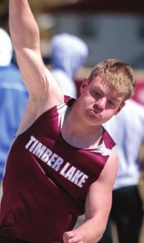 Treyton Du Preez launches the shot put.