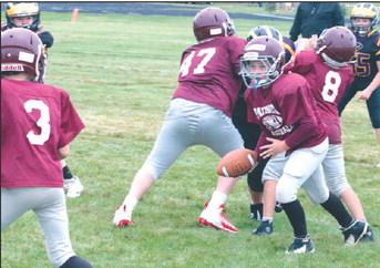 Timber Lake’s youth football program is well underway, although youth and JV jamborees slated last weekend were cancelled due to rainy weather. The local youth teams recently participated in a jamboree in Mobridge. Photo by Jon Flatland