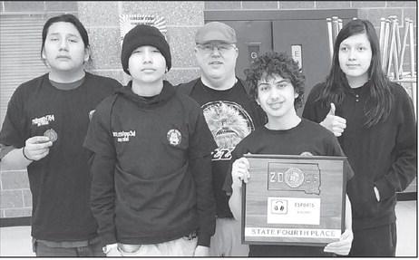 Dupree Esports team, l-r: Caye Waloke, Brandon Oakie, Coach Joseph Gould, Isaiah Pesicka, and Luka Schlecht.