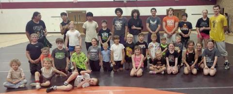 The Timber Lake AAU Wrestling program hosted a youth wrestling camp recently, with more than 35 young grapplers attending. The camp was led by 2025 Division II National Champion Cael Larson and area coaches. Submitted Photo