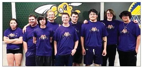 Members of the Dupree High School Powerlifting Team include (front,l-r) Joseph Brewer, Rio De La Rosa; (back, l-r) Nevaeh Farlee, Wyatt Lemke, Case DePoy, Matthew Lemke, Bubba Marshall, Riley Tibbs and Zeus Oakie. Submitted Photo