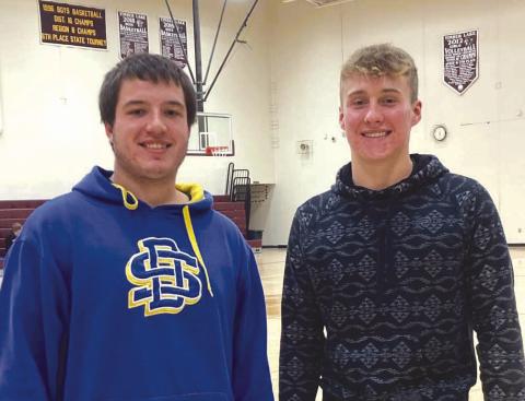 Timber Lake seniors Dan Peterson, left, and Gracen Hansen were selected to the 2023 Class 9A All-State Football Team