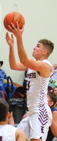 Timber Lake senior Kedrick Martin goes up for a left-handed shot during the second half of the Panthers’ home win over Lyman. Photos by Robert Slocum