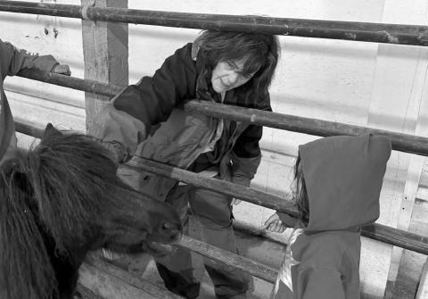 Bridget Williams introduces a child to a horse at Red Horse Healing in Rapid Valley, S.D., on Feb. 21, 2026. Photo by Bart Pfankuch