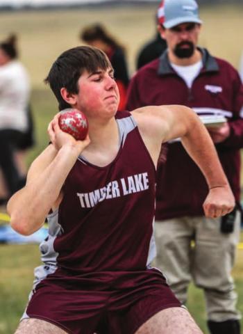 Konor Lindskov prepares to heave the shot put in a home Panther meet this season. The TL boys won the conference title. Photos by Robert Slocum