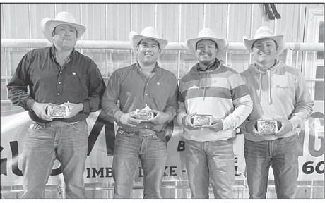 Winning the Ranch Rodeo at the Faith Stock Show &amp; Rodeo last weekend was the team of (l-r) Alex Lawrence, Roy Veit, Lucas Curley and Jackson Harrison.