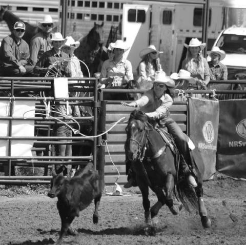 Colbee Woodward of Dupree throws her rope during the ladies breakaway event at the annual Dupree Pioneer Days Rodeo held Saturday and Sunday, June 28-29. Photo by Jon Flatland