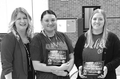 Elementay Principal Danae Paxton with Kiri Schumacher and Mel Mareska, recipients of the Missy Stover Award.