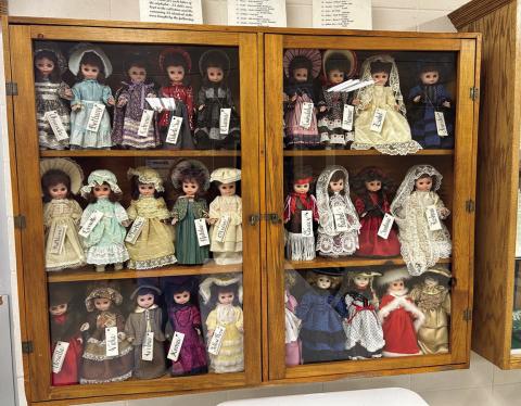 Fifty dolls, all created by hand by Mary Dorsey in recognition of Isabel’s Golden Jubilee in 1986, are currently on display in the Isabel Community Center after being in storage for decades. Dorsey actually made two of each doll with one of each pair auctioned during the Jubilee celebration.