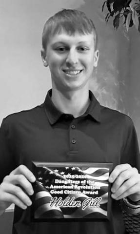 Holden Gill was awarded the Daughters of the American Revolution (DAR) Good Citizen Award for 2025-2026.