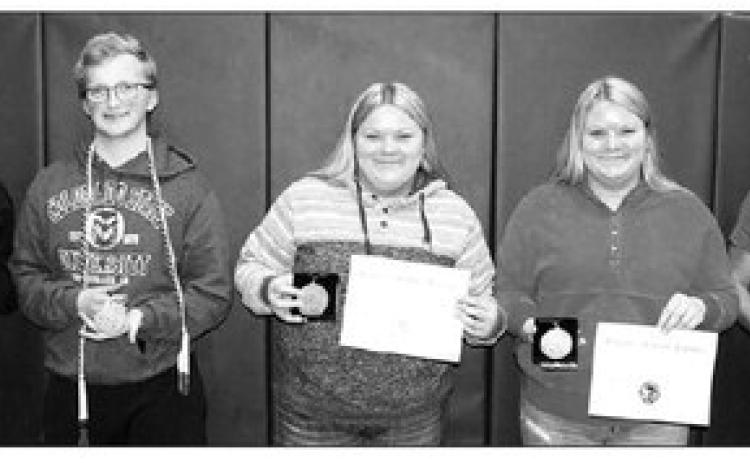 (Dupree High School has five South Dakota Regents Scholars this year. They are L-R): Wambli Quintana, Case DePoy, Cassidy Farlee, Carsyn Farlee, and JW Pederson. To earn this title, a student must pass all core classes with a C or better and take four, rather than the required three, math and science classes.