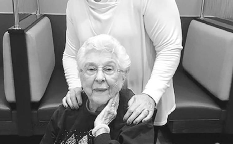 Ruth Schmidt, formerly of Isabel and Timber Lake, celebrated her 100th birthday on October 27 at her home in Sioux Falls and nearly ran out of cake! She is pictured here with her daughter, Susan Overgaard of Centerville.