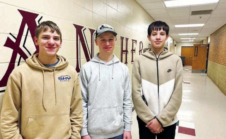 Eighth graders L-R: Preston Maciejewski and Devon Keller (winners) and Jackson Bigger (alternate).