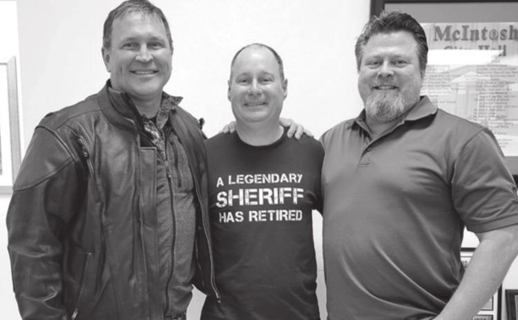 South Dakota FBI agents Kelly Kenser (LEFT) and Dan Orr (RIGHT) attended the retirement event for Keith Gall (MIDDLE).