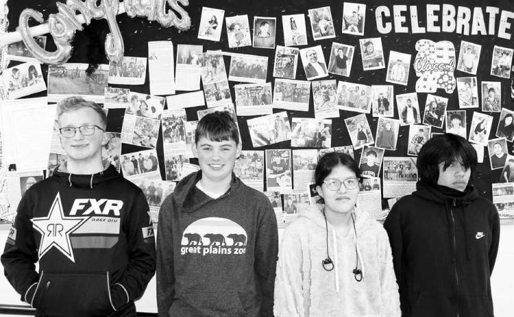 The Dupree Students of the Month are (L-R) Case DePoy (senior), Radley Grueb (ninth grader), and Martika Crow and Hayden Hale (seventh graders). Photo by Patty Peacock