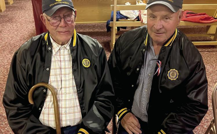 Korean War veteran Paul Stradinger, left, and Vietnam veteran Johnny Dean Boldt, both of Isabel, took part in Honor Flights this fall, traveling with other veterans to Washington, DC, to see the monuments, including those dedicated to veterans of war. Photo by Jon Flatland