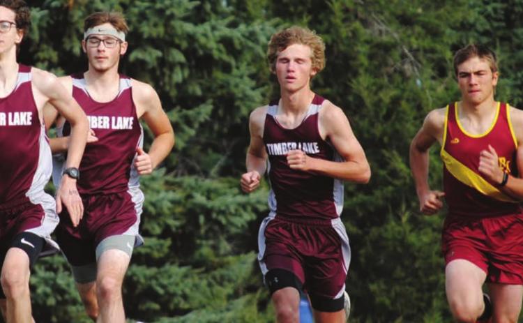 Timber Lake runners (L-R) Ian Beyer, Ethan Farlee and Chase Marshall placed second in the team standings at Gettysburg on Saturday. Photo by Mary Farlee
